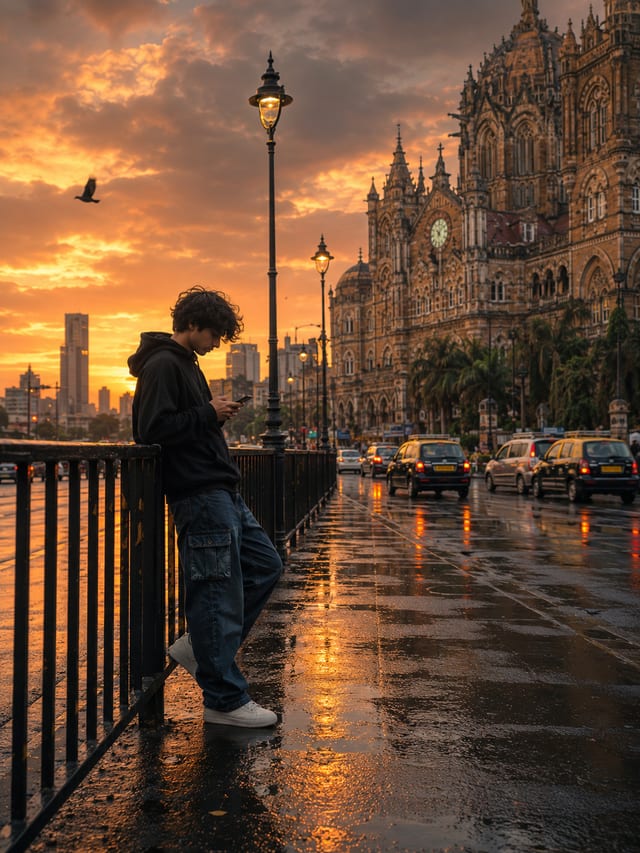 Rainy Street Golden Portrait